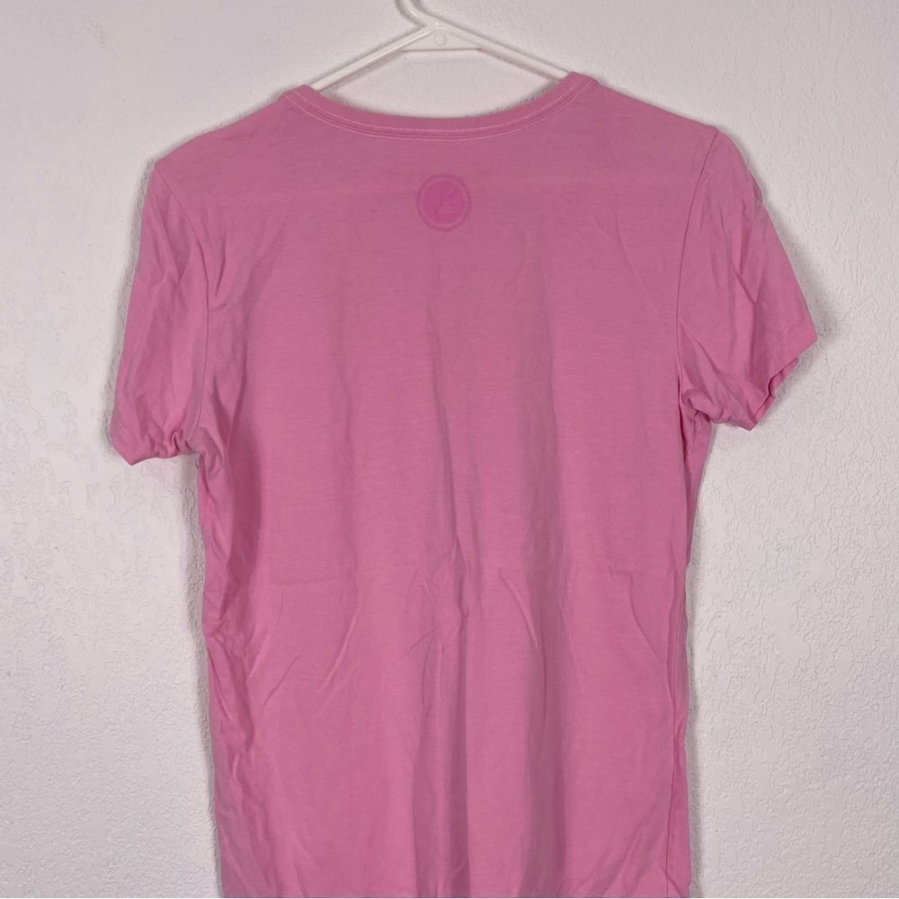 Life Is Good Light Pink Floral Front V Neck Short Sleeve Size Small - Picture 5 of 7